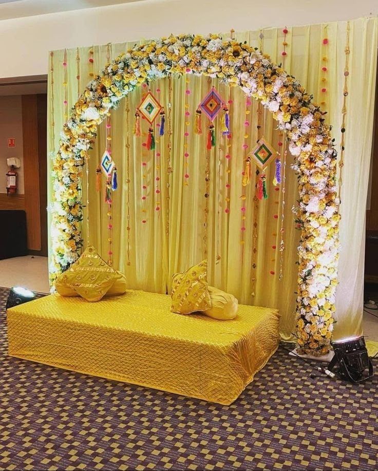 Haldi ceremony yellow decor